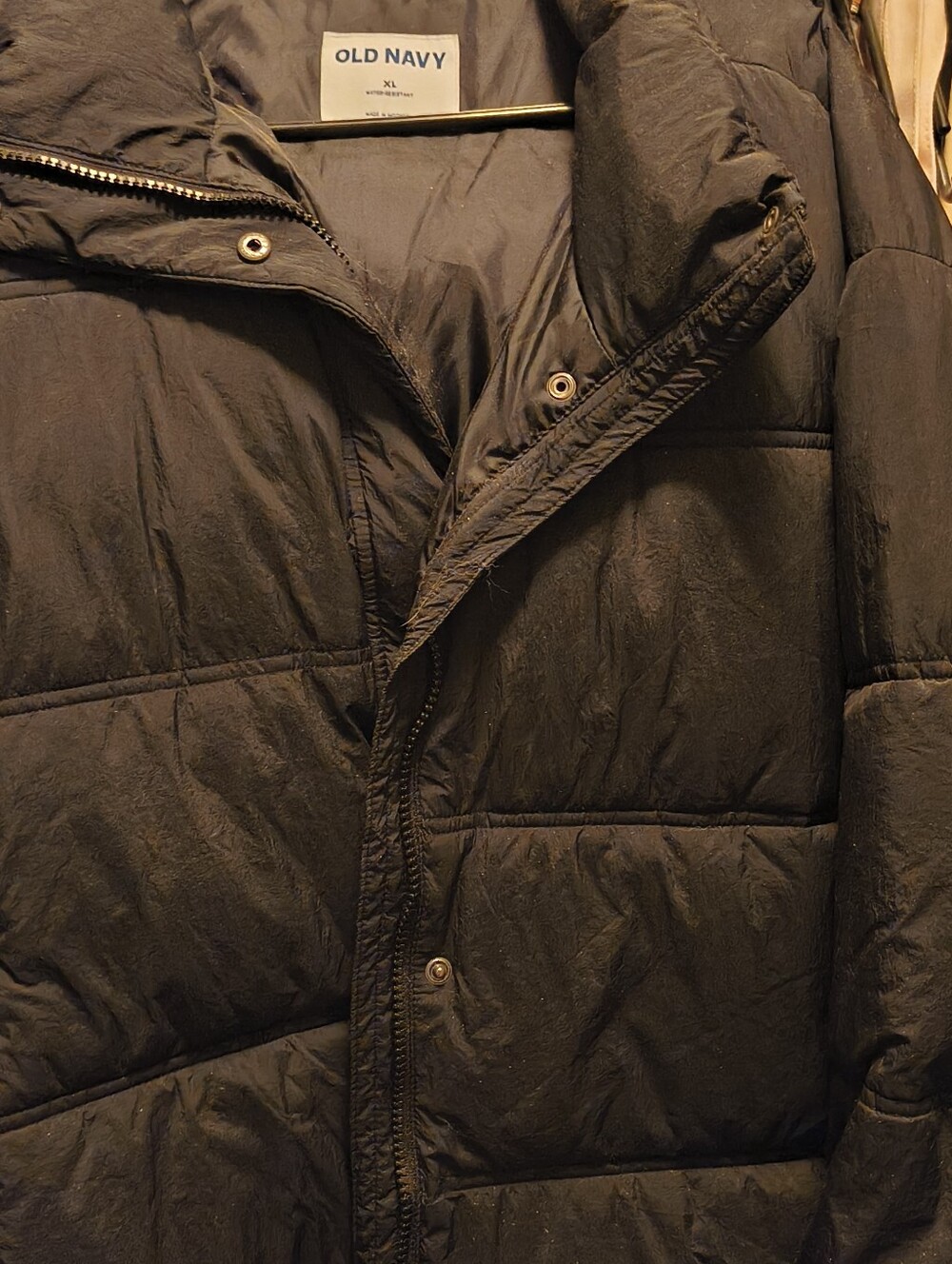 Old Navy Men's Black Quilted Puffer Coat
